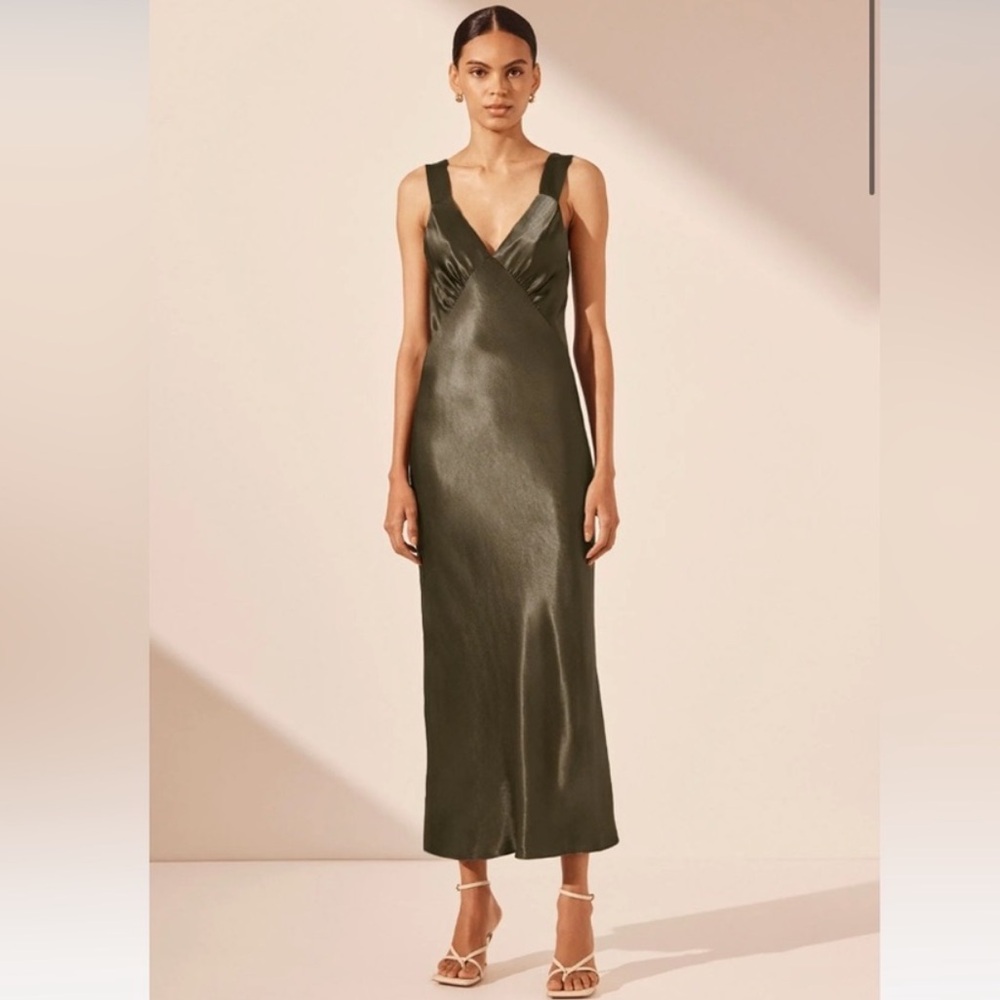 Shona Joy Olive Green Midi Dress